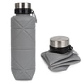thumbnail image 1 of KEMIER Collapsible Water Bottles Leakproof Valve Reusable BPA Free Silicone Foldable Water Bottle for Sport Gym Camping Hiking Travel Sports Lightweight Durable 23.6oz 700ml（Grey）, 1 of 8