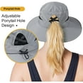thumbnail image 3 of Waterproof Bucket Sun Hat for Women Wide Brim Breathable Mesh UPF50+ Safari Hat Criss Cross Ponytail Hole Outdoor Rain Hat, 3 of 6