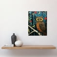 thumbnail image 2 of Horned Owl on Blue Artwork Autumn Tones Detailed Oil Painting Hoot Unframed Wall Art Print Poster Home Decor Premium, 2 of 5