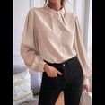 thumbnail image 4 of Camisas con Botones para Mujer, Blusas de Otoño para Mujer, Blusas Informales de Negocios para Mujer Caqui S, 4 of 8