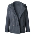 thumbnail image 2 of Gibobby Chamarras para mujer, Abrigo de peluche para mujer, estilo vintage, color contrastante, chaqueta Sherpa con bolsillo con cremallera para mujer(Gris,M), 2 of 5