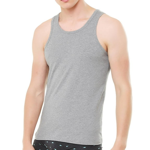 Sleeveless Men's T-Shirts Tank Tops Plus Size Crew Neck Muscle Gym Sport T-Shirts Summer Casual Slim Pullover Blouse Shirts for Men Gray XXL