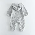 thumbnail image 4 of Odeerbi Infant Girls Flannel Fleece Jumpsuits Winter Thermal Hooded Rompers Kids Solid Color Cute Plush Thickening Keep Warm Bear Ear Snowsuits Bodysuit Infant Clothes Gray, 4 of 4