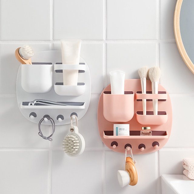 Limei Wall Mounted Bathroom Storage Rack PunchFree Bathroom Organizer