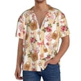 thumbnail image 7 of Lsque Key Lock And Flowers print Men's Cuban Collar Short Sleeve Shirt Summer Beachwear Casual Button Down Fashionable Vacation Leisure Shirt-4X-Large, 7 of 7