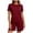 Wine, variant on Women's 2 Piece Home Wear Crew Neck Short Sleeve Tops Elastic Waist Pockets Shorts Summer Comfy Lounge Sets (XL, Army Green)