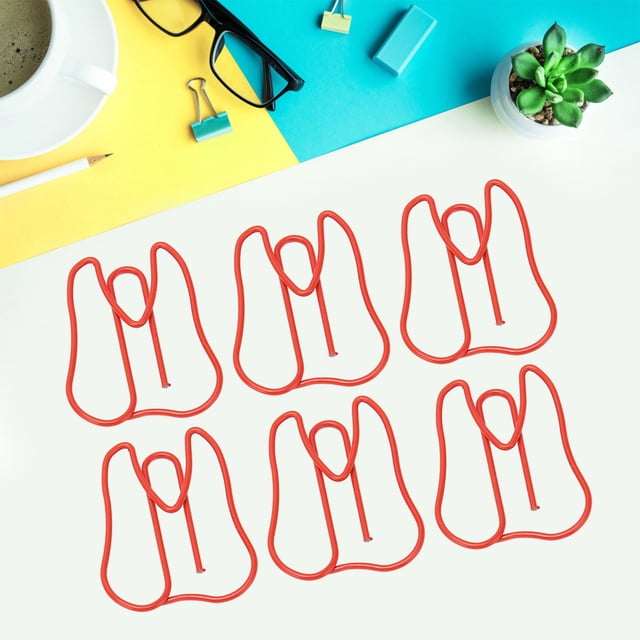 Shaped Paper Clips, Slip Resistant 100PCS Rustproof Cute Paper Clips for File Classification Red,Yellow