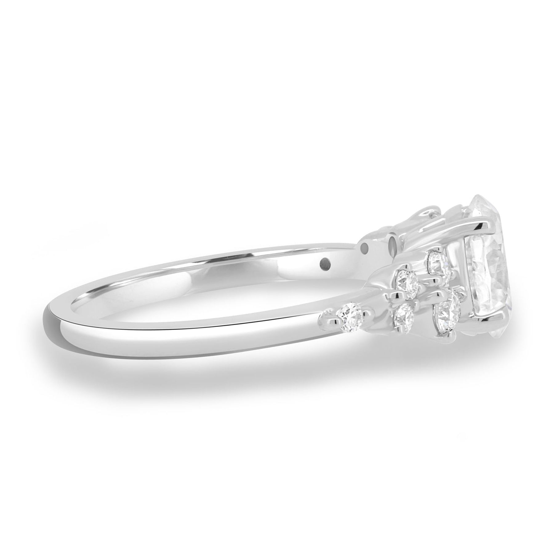 ESTE ORIGIN 1.25ct Oval Moissanite Engagement Ring with Accent Stones – 14K White Gold Promise Ring for Women, US 9.