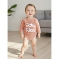 thumbnail image 4 of Qmyliery Baby Girl Sweater Romper Cute Letter and Floral Embroidery Round Neck Long Sleeve Knit Jumpsuit, 4 of 9