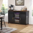 thumbnail image 3 of GDLF Large Coffee Bar Cabinet with Fridge Space, Mini Fridge Cabinet with Wine Storage, Buffet Sideboard Table for Home, Fluted Modern Design,53.2" L, 3 of 5