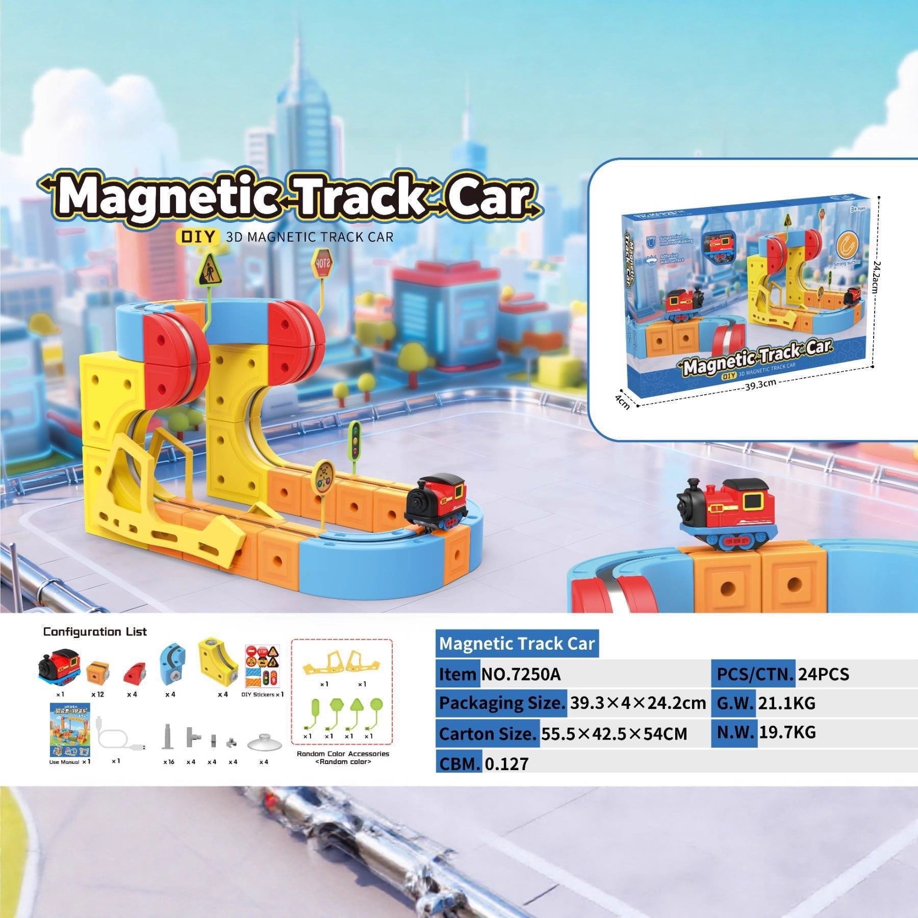 SKYQITIAN Magnetic Track Car STEM Education Toy 3D Building Blocks with Engineering Track for Future Engineers Develop Spatial Reasoning Skills Perfect Gift for Kids, 66PCS