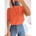 thumbnail image 3 of Blusa PRETTYGARDEN de verano con ojales bordados en naranja para mujer, 3 of 7