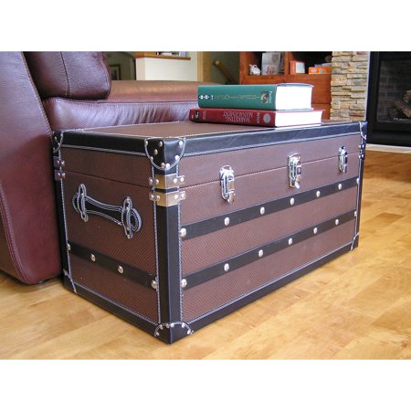 Decorative Sterling Medium Wood Steamer Trunk Wooden Treasure Hope Chest