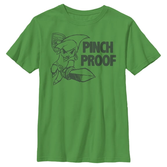 Boy's Nintendo Legend of Zelda St. Patrick's Day Link Pinch Proof Graphic Tee Kelly Green Medium