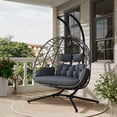 thumbnail image 3 of SWITTE Swing Egg Chair with Stand 2 Person Black Wicker Egg Chairs Indoor & Outdoor, 3 of 8