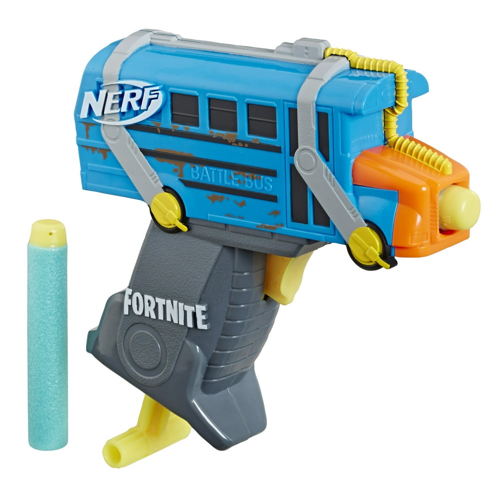 Fortnite Micro Battle Bus Nerf MicroShots DartFiring Blaster, 2 Darts