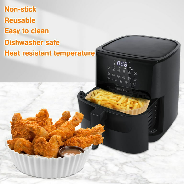 WAVELU Air Fryer Silicone Pot - [Upgraded] Food Safe Air Fryers Oven Accessories | Replacement of Flammable Parchment Liner Paper | No More Harsh
