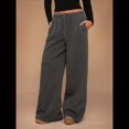 thumbnail image 4 of Pantalones Deportivos de Pierna para Mujer, Holgados, con Cordón, de Cintura Alta y Bolsillos Gris Carbón L, 4 of 10
