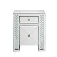 thumbnail image 1 of Table de Chevet en Bois et Miroir avec Inserts en Cristal, Argent, 1 of 1