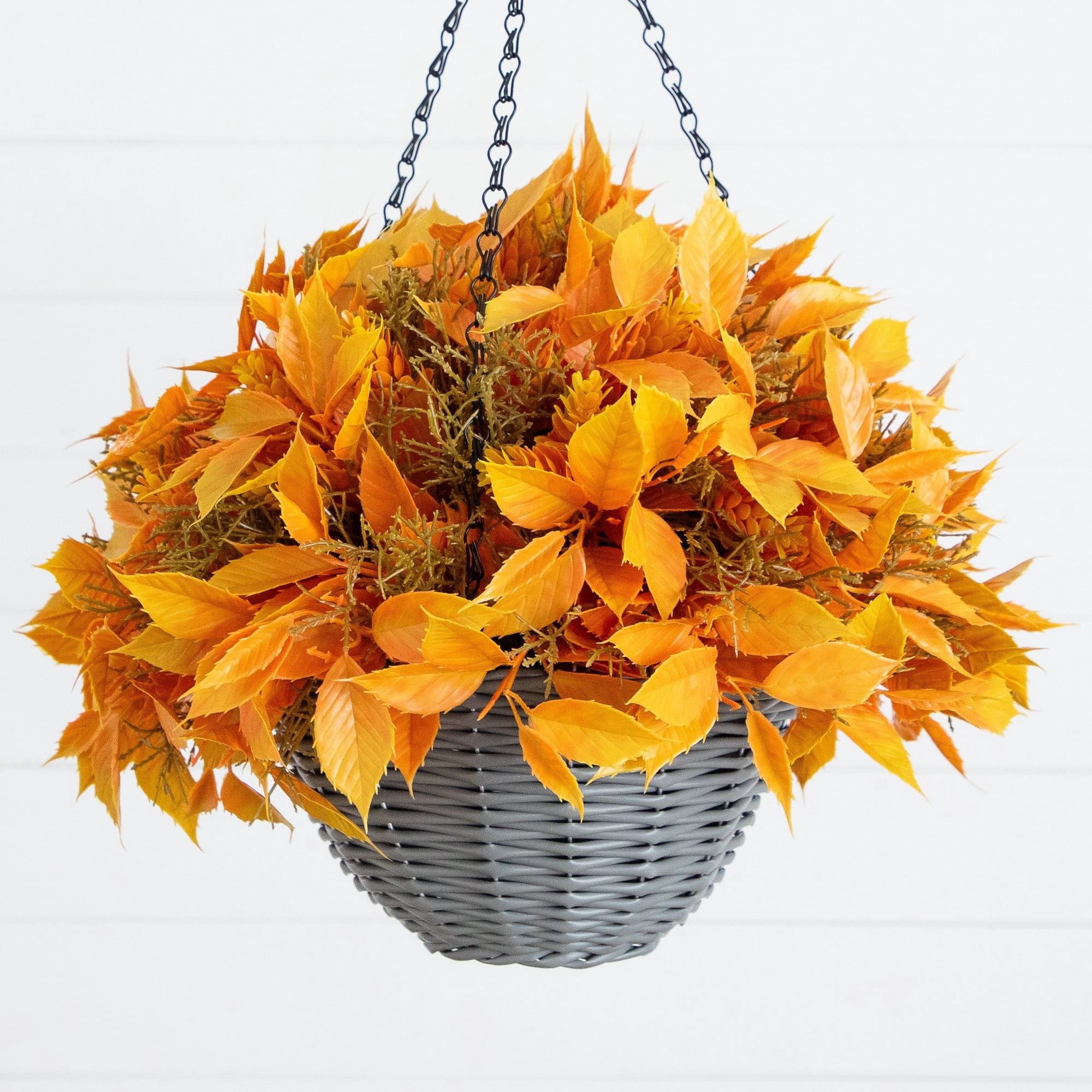 22in. UV Resistant Autumn Artificial Fall Foliage Hanging Basket (Indoor/Outdoor)