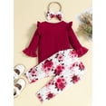 thumbnail image 3 of Canis Newborn Baby Girls Cotton Tops Romper Floral Pants 3Pcs Outfits Set Clothes, 3 of 8
