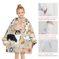 thumbnail image 6 of Corgi Dog and Flower Florals Blanket Hoodies for Kids 6-13YR Oversize Wearable Blanket Hoodies for Boys Girls Teens, 6 of 7