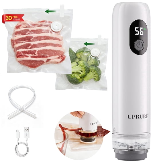 UPRUBE Handheld Vacuum Sealer for Food,Portable Food Vacuum Sealer with LED Display,30 Vacuum Bags Included