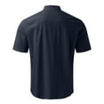 thumbnail image 4 of Mens T-shirts Men Spring And Summer Solid Top Shirt Casual Linen Stand Collar Top Plus Size Vacation Short Sleeve Shirt 4 7 Mens T Shirts Graphic Tees Fitted Long Sleeve Tops Pocket Tee Long Navy XL, 4 of 4