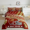 thumbnail image 2 of Manfei San Francisco Full Size Comforter Sets,Rugby Sports Bedding Comforter Set,American Football Bedding Sets,Breathable Room Decorative Reversible,3 Pieces, 2 of 8