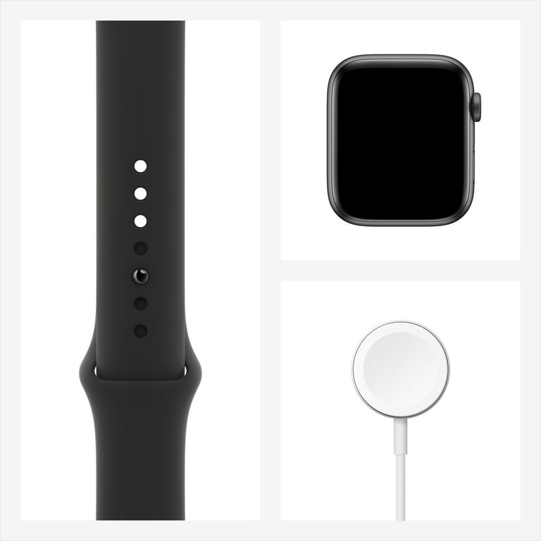  Apple Watch SE (GPS, 44mm) - Space Gray Aluminum Case with  Black Sport Band (Renewed) : Electronics