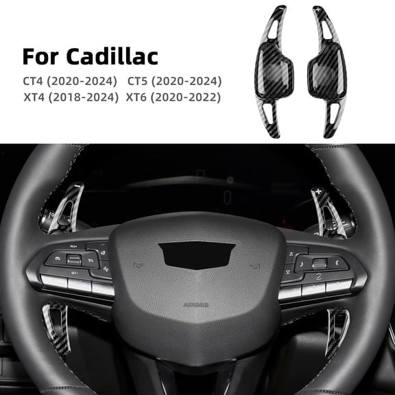 Car Steering Wheel Paddle Shifter Picks ABS Material for 2020-2024 Cadillac CT4 CT5 Automotive Interior Accessories 2pcs, Black Carbon Fiber