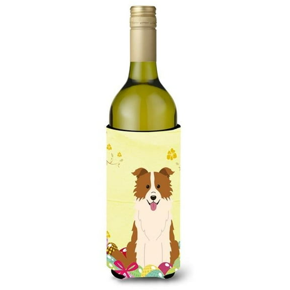Easter Eggs Border Collie Red White Wine Bottle Beverge Insulator Hugger