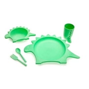5 Piece Cellulose Feeding Meal Set, Plate, Bowl, Cup, Spoon & Fork – Eco-Friendly, Dishwasher & Microwave Safe (Dinosaur)