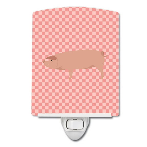 Caroline's Treasures BB7932CNL Landrace Pig Pink Check Ceramic Night Light, 6x4x3", multicolor