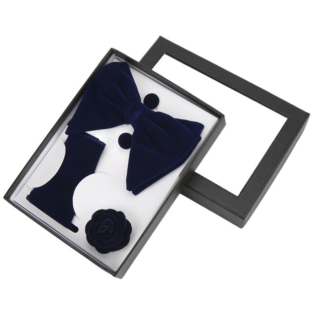 Juego de 5 lazos para corbata, elegantes y clásicos, de fácil manejo, para hombre, con pañuelo de bolsillo, gemelos y ramillete para regalo de cumpleaños, color azul oscuro
