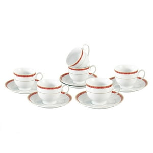 Set 4 taza de té con plato loza blanca - Tienda Copec
