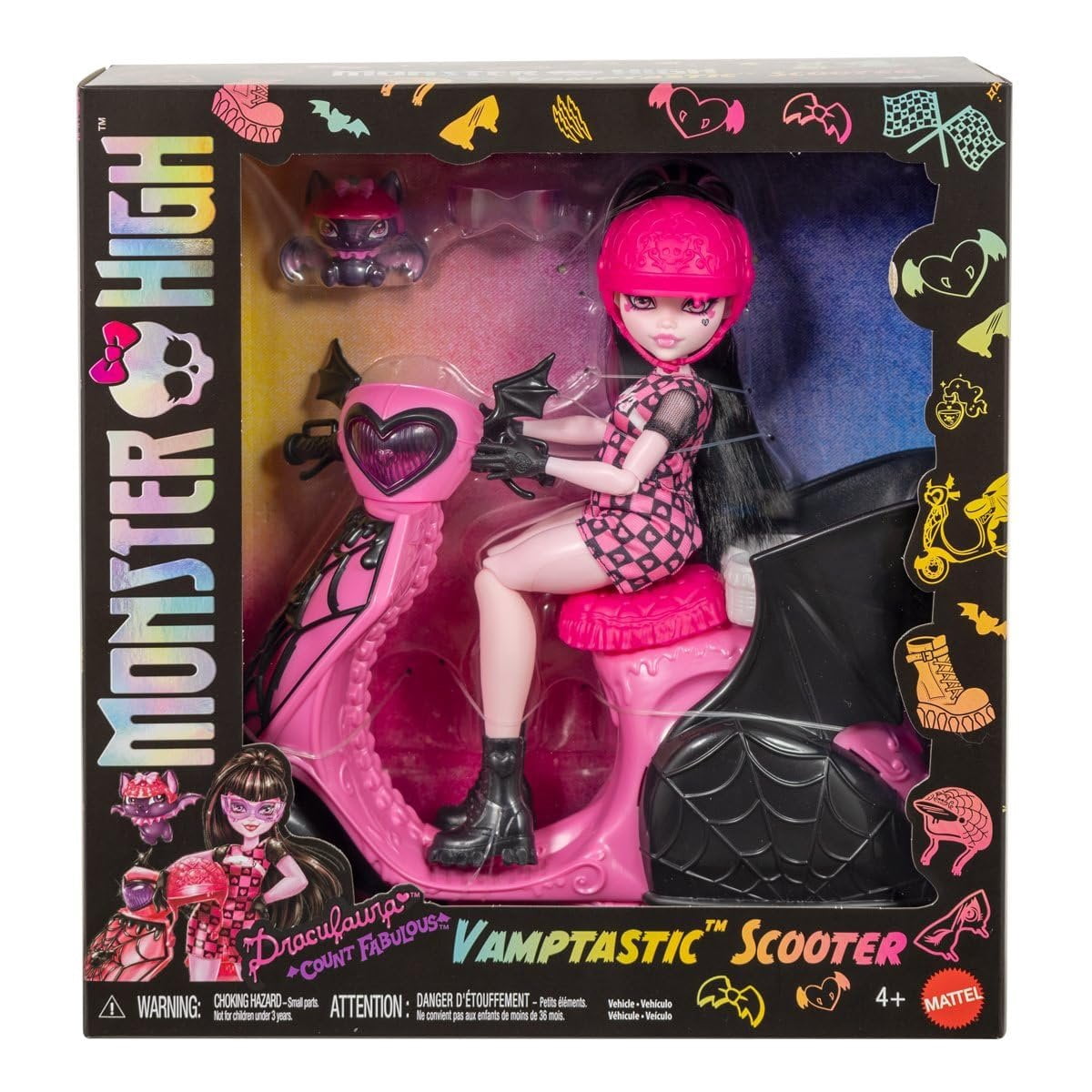 Monster High Draculaura Vamptastic Scooter Doll And Vehicle Playset 2025 Mattel