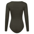 thumbnail image 3 of Doublju Women's Long Sleeve V-Neck Stretchy Bodysuit Tops (Plus Size Available), 3 of 5