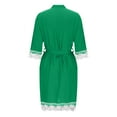 thumbnail image 5 of qolati Women's Satin Robe Silk Kimonos Bathrobe Lace Trim Knee Length Bridesmaids Wedding Bridal Party Loungewear Sleepwear, 5 of 6