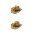 thumbnail image 3 of Sonducket Sombrero de paja de vaquero Tejido de ala ancha Casual Transpirable Verano al aire libre Senderismo Picnic Viajes Playa Gorra de Caqui 2Conjunto, 3 of 6