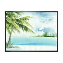 Designart 'Palm Beach Resort At Sunrise I' Nautical & Coastal Framed Canvas Wall Art Print