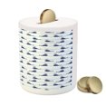 thumbnail image 3 of Whale Piggy Bank, Horizontal Ocean Waves with Blue Fishes Animals of Sea, Ceramic Coin Bank Money Box for Cash Saving, 3.6" X 3.2", Pale Blue Navy Blue, by Ambesonne, 3 of 4