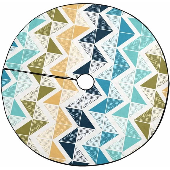 FMSHPON Dots Geometric Triangle Pattern Xmas Christmas Tree Skirt Stand Mat for Holiday Party Decoration Indoor Outdoor 36 inches