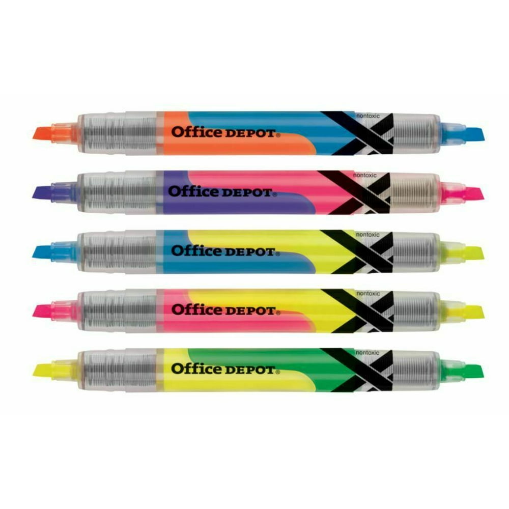 Office Depot Brand DualEnd PenStyle Highlighters, Chisel Point, 5Pk