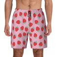 thumbnail image 3 of Uemuo Hand Drawn Strawberry Pattern Mens Swim Trunks Quick Dry Board Shorts with Mesh Lining, Stretch Beach Shorts Quick Dry No-Chafing Board Shorts-, 3 of 9