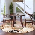 thumbnail image 4 of Easter Bunny Round Area Rug 5ft, Eggs Green Leaves Rustic Flowers Cups Vintage Washable Non-Slip Circle Rugs for Bedroom Living Room Kitchen, Soft Low Pile Carpet for Dining Room Playroom Nursery, 4 of 9