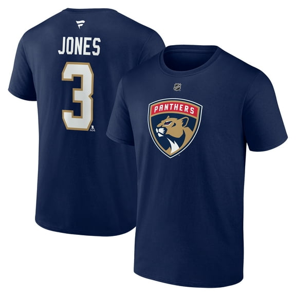 Men's Fanatics Seth Jones Navy Florida Panthers Authentic Stack Name & Number T-Shirt