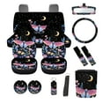 thumbnail image 2 of XYZCANDO Butterfly Flower Star Moon Car Seat Cover Steering Wheel Cover Seat Belt Cover Keychain Lipstick Cover Center Mirror Cover Car Trash Can Coasters Easy Installation Suitable for Cars, 2 of 5