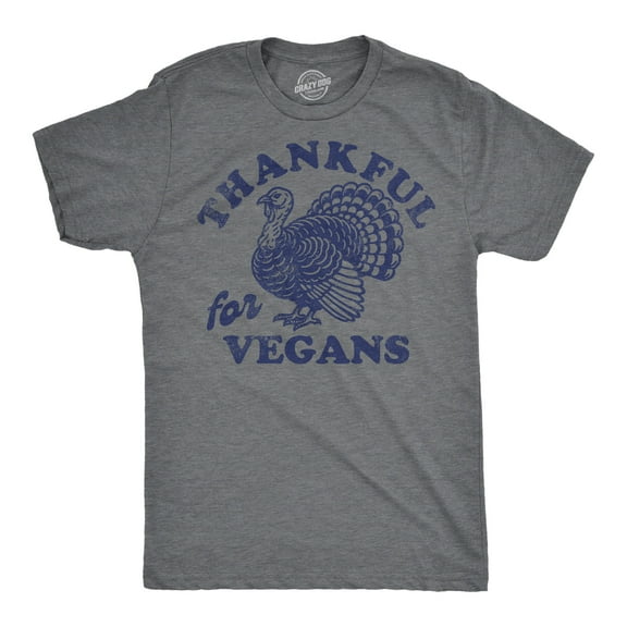 Mens Funny T Shirts Thankful for Vegans Sarcastic Thanksgiving Turkey Graphic Tee for Men Graphic Tees