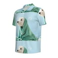 thumbnail image 2 of Xecao Dog Wrapped in Towel for Mens' Casual Short Sleeve Button-Down Polo Shirts for a Classic Golf Look, 2 of 9